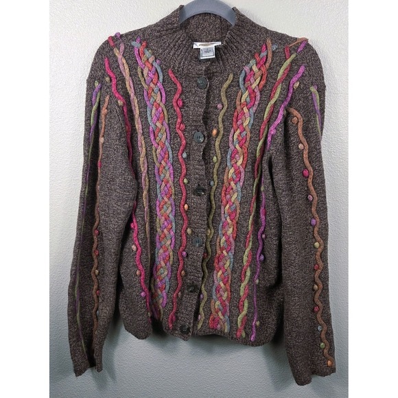 Talbots Sweaters - Talbots Wool Blend Cardigan Sweater Brown Multicolor Knit Button Front Women...